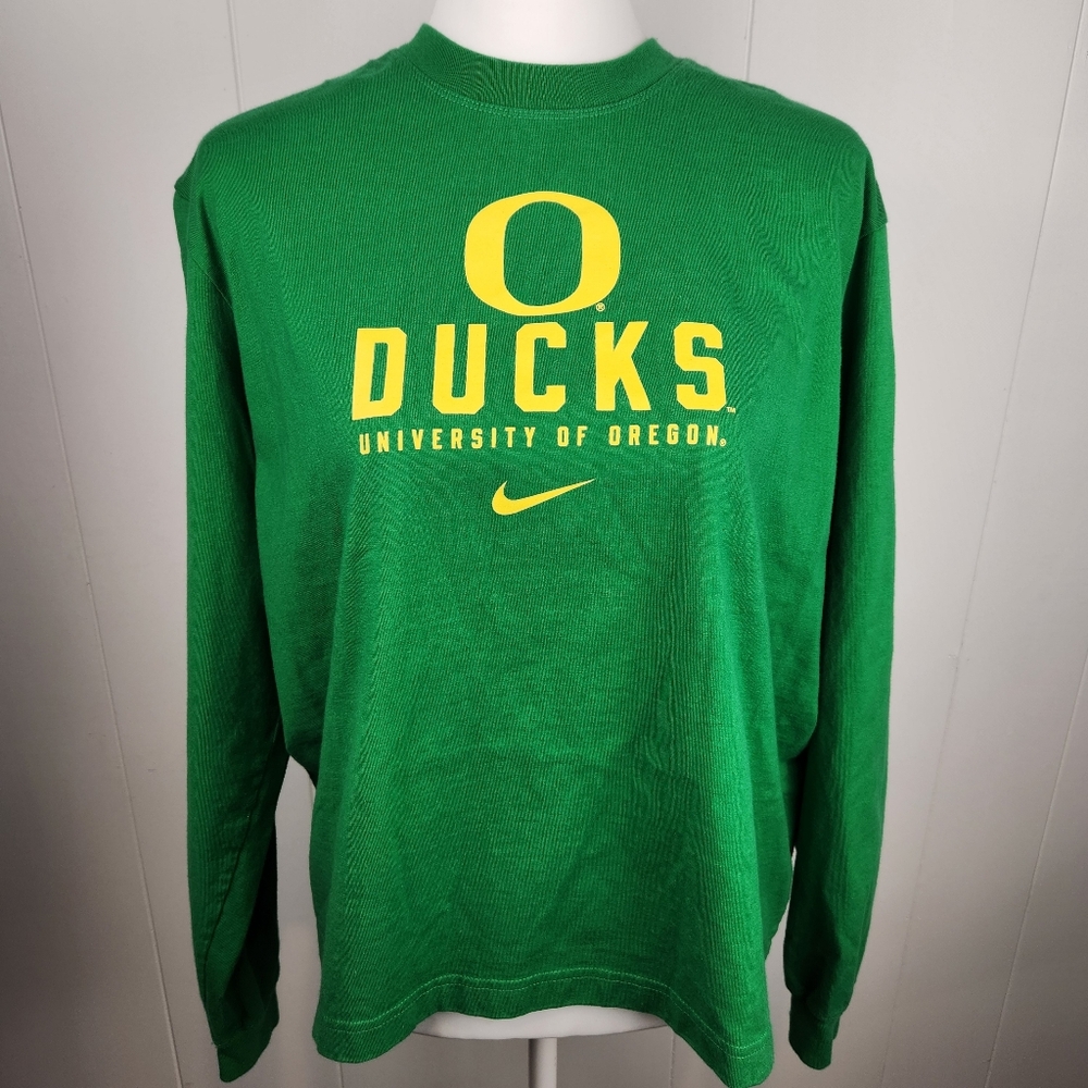 Nike Oregon Ducks Long Sleeve Tee Womens Large Boxy Cropped University Green